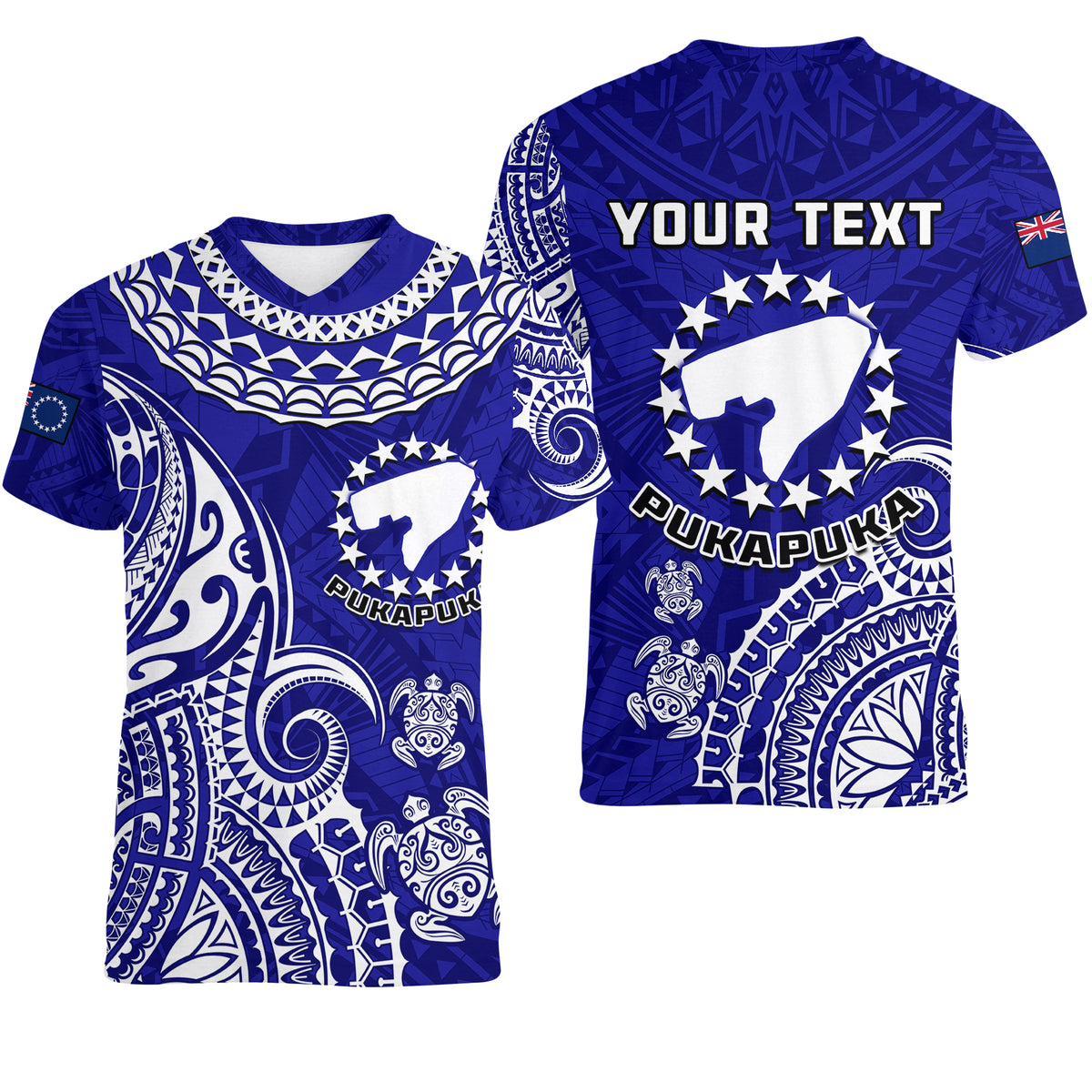 (Custom Personalised) Pukapuka Cook Islands Polynesian Turtle Art Women V Neck T Shirt - Wonder Print Shop
