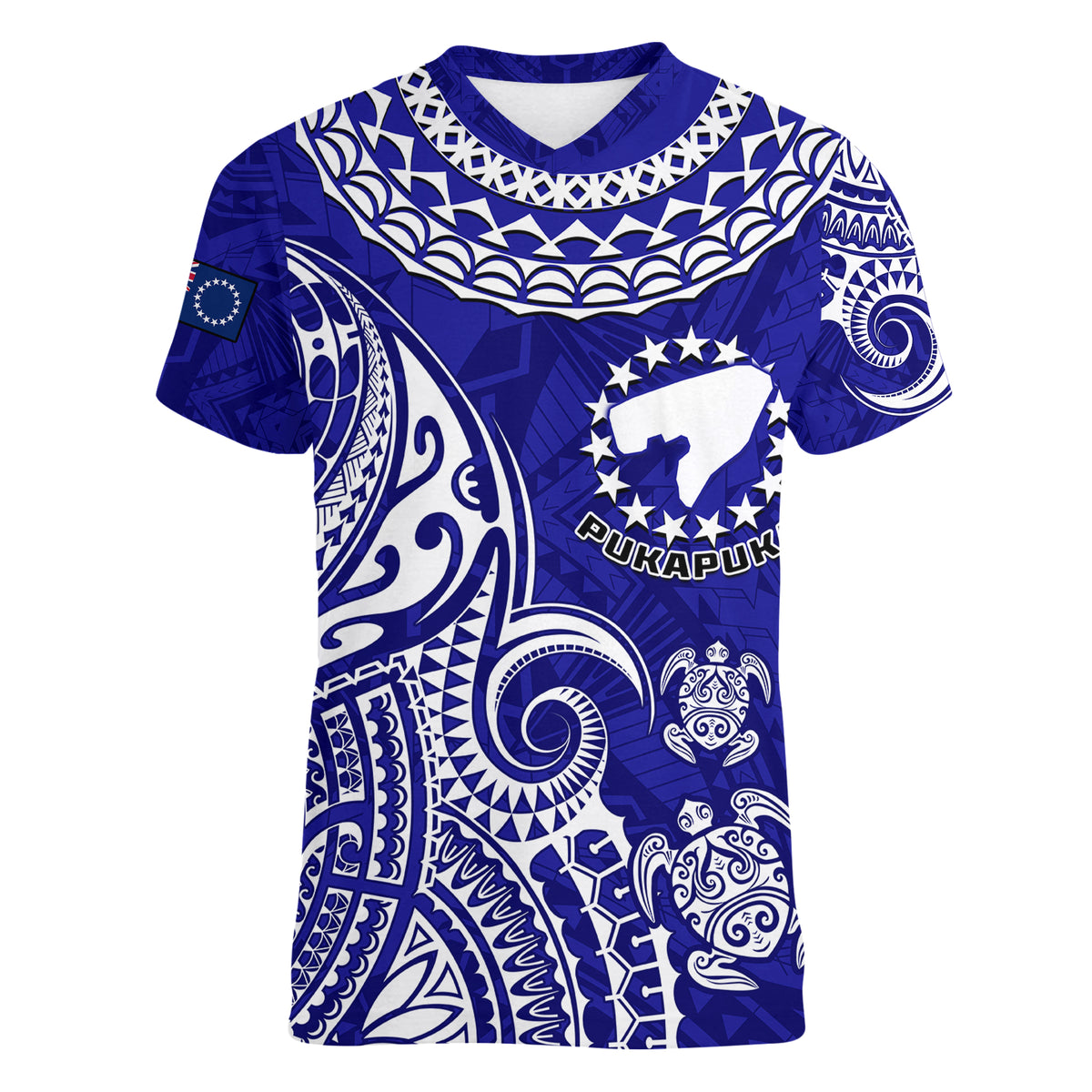 (Custom Personalised) Pukapuka Cook Islands Polynesian Turtle Art Women V Neck T Shirt - Wonder Print Shop