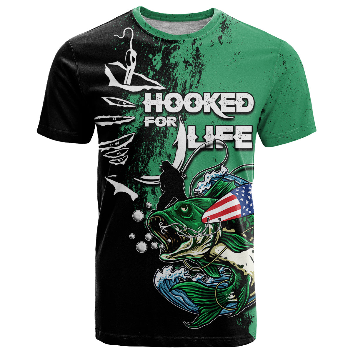 Bass Fishing Tournament Hooked For Life T Shirt TS07 - Wonder Print Shop