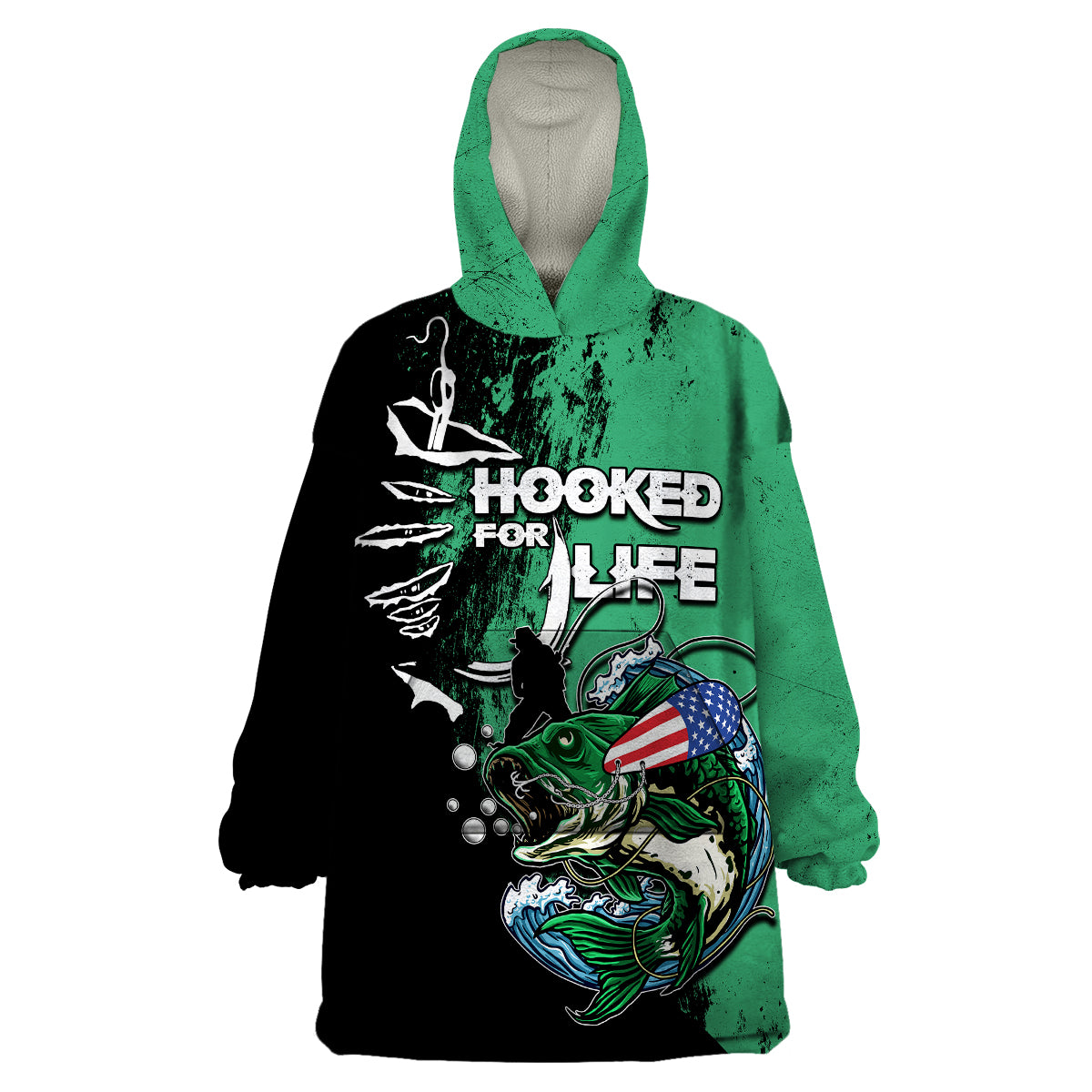 Bass Fishing Tournament - Hooked For Life Wearable Blanket Hoodie TS07 - Wonder Print Shop