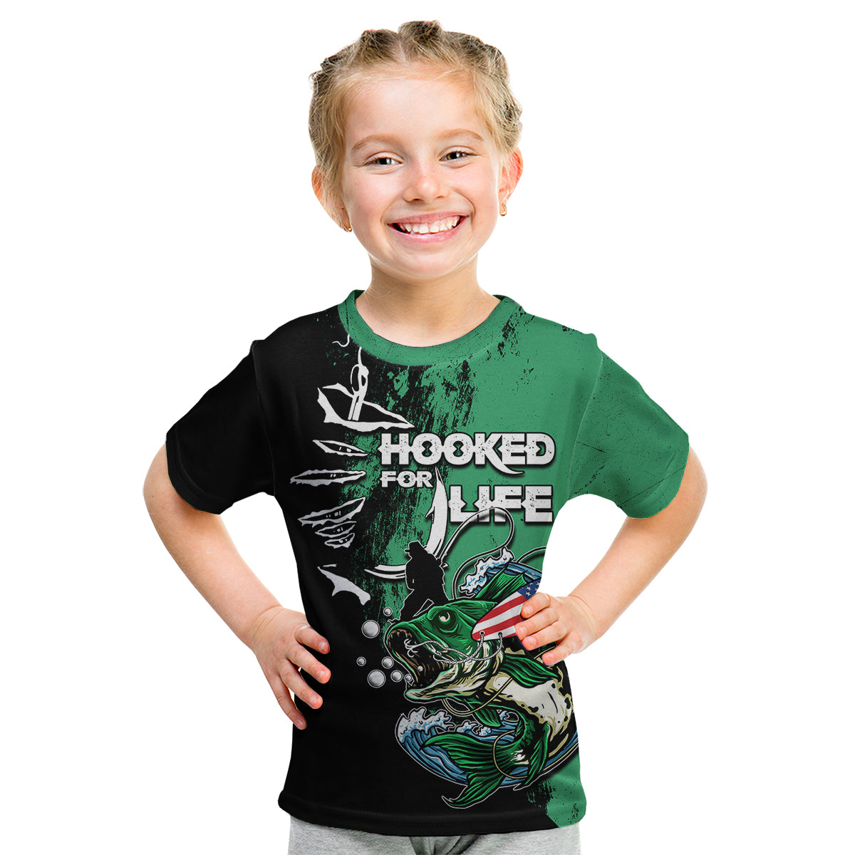 Bass Fishing Tournament - Hooked For Life Kid T Shirt TS07 - Wonder Print Shop