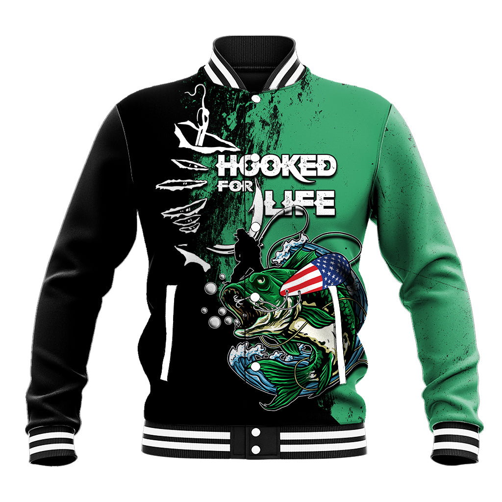 Bass Fishing Tournament - Hooked For Life Baseball Jacket TS07 - Wonder Print Shop