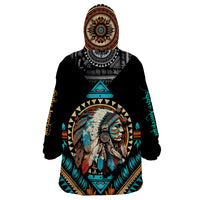 Native American Indian Girl Chief Colorful Feathered Painting Wearable Blanket Hoodie - Wonder Print Shop