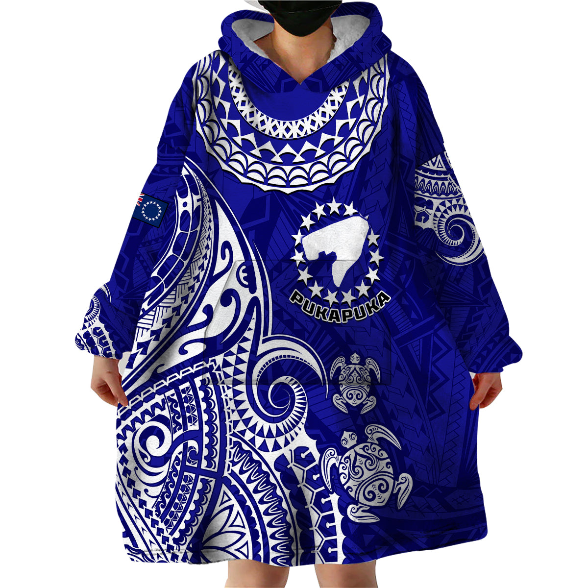 (Custom Personalised) Pukapuka Cook Islands Polynesian Turtle Art Wearable Blanket Hoodie - Wonder Print Shop