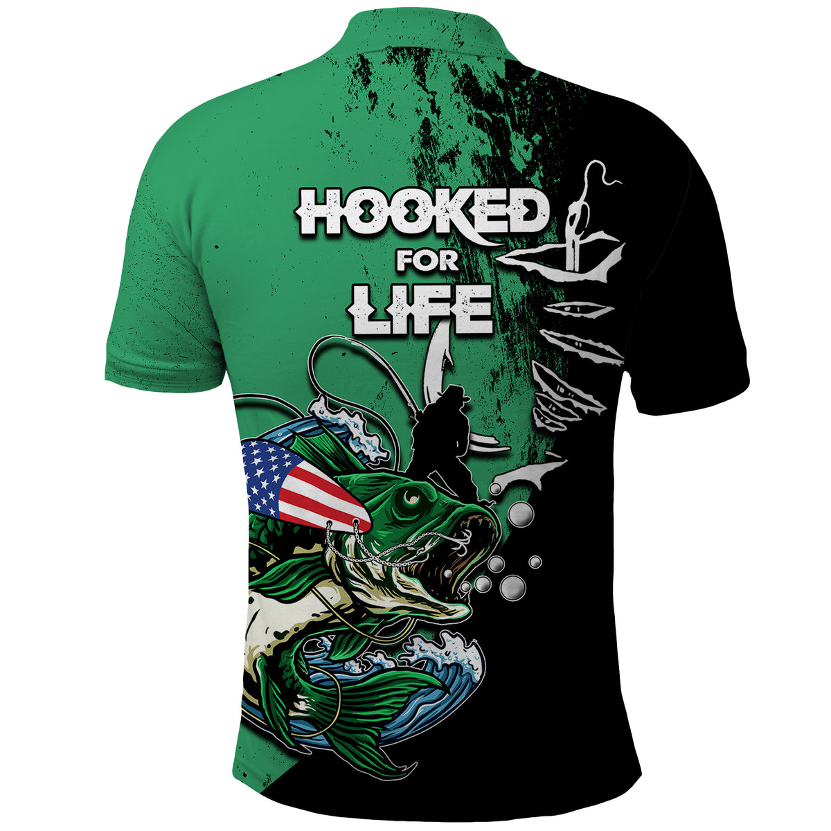 Bass Fishing Polo Shirt Tournament Hooked For Life TS07 - Wonder Print Shop