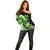 (Custom Personalised) Bass Fishing Green Off Shoulder Sweater - Wonder Print Shop