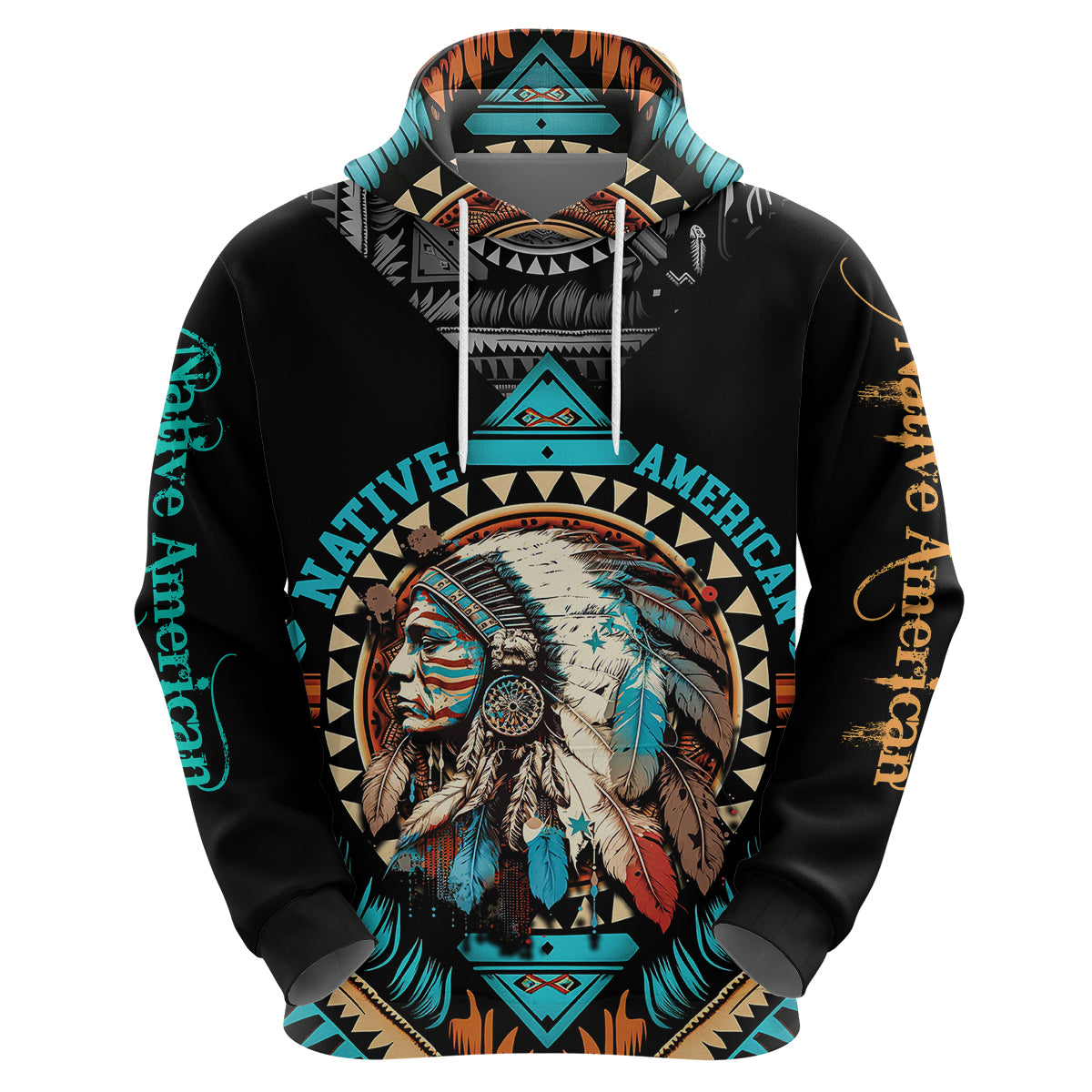 Native American Indian Girl Chief Colorful FeatheRed Painting Hoodie - Wonder Print Shop