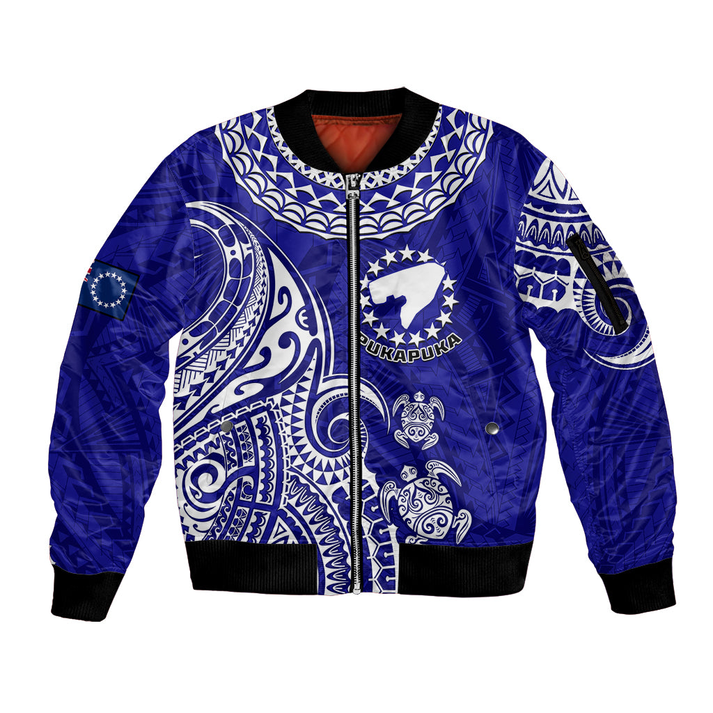 (Custom Personalised) Pukapuka Cook Islands Polynesian Turtle Art Sleeve Zip Bomber Jacket - Wonder Print Shop
