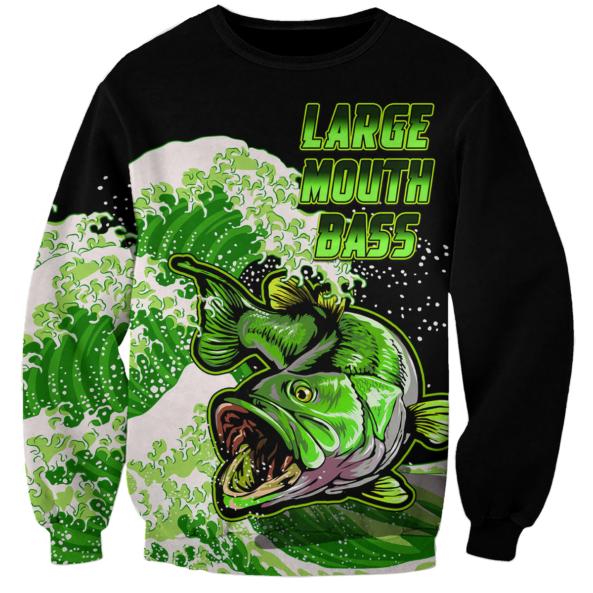 (Custom Personalised) Bass Fishing Green Sweatshirt - Wonder Print Shop