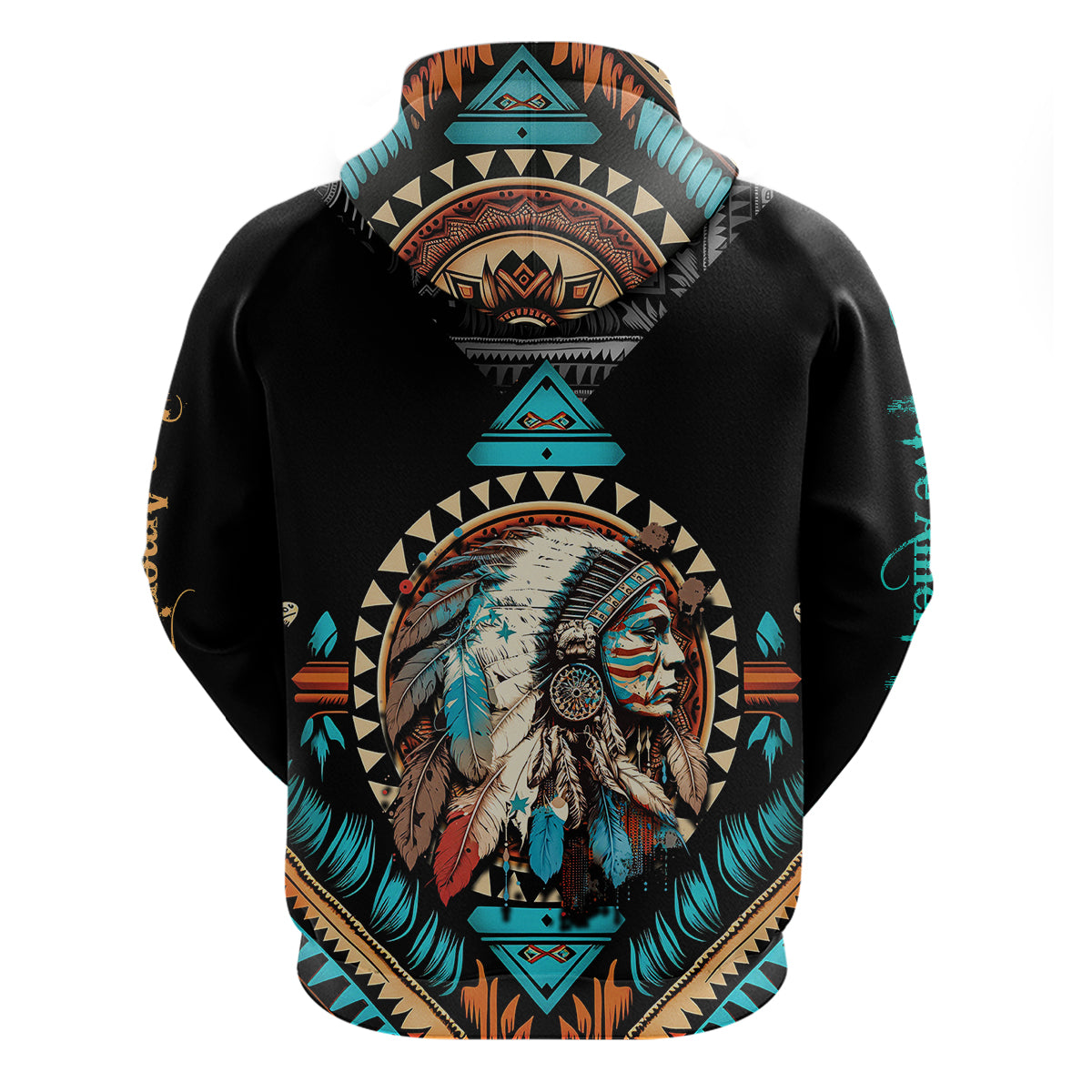Native American Indian Girl Chief Colorful FeatheRed Painting Hoodie - Wonder Print Shop