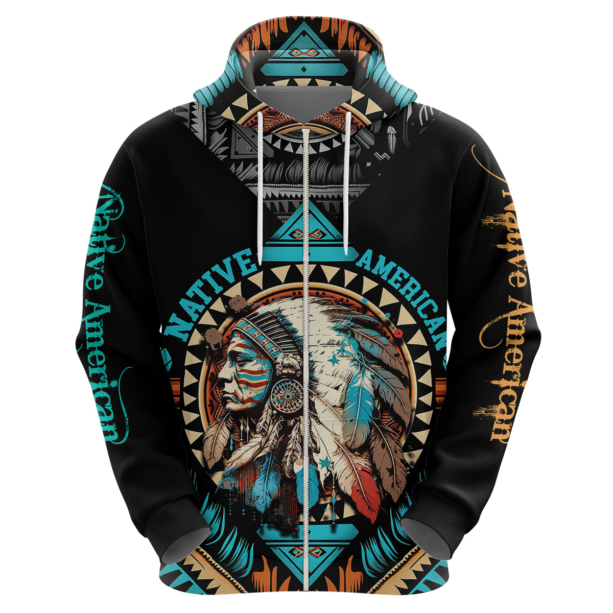 Native American Indian Girl Chief Colorful FeatheRed Painting Hoodie - Wonder Print Shop
