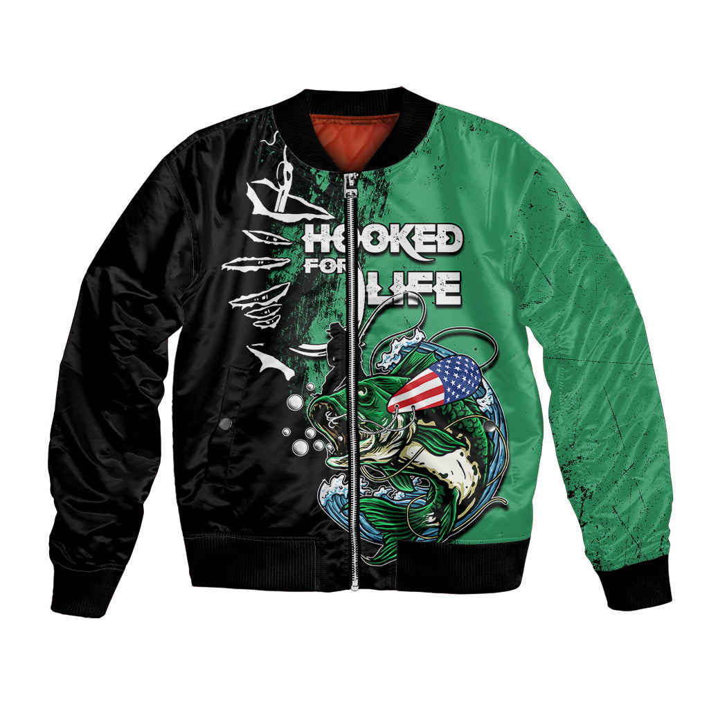 Bass Fishing Tournament - Hooked For Life Bomber Jacket TS07 - Wonder Print Shop