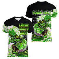 (Custom Personalised) Bass Fishing Green Women V Neck T Shirt - Wonder Print Shop