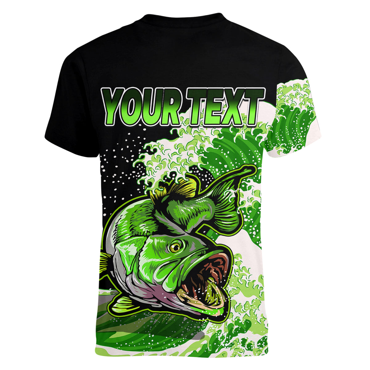 (Custom Personalised) Bass Fishing Green Women V Neck T Shirt - Wonder Print Shop