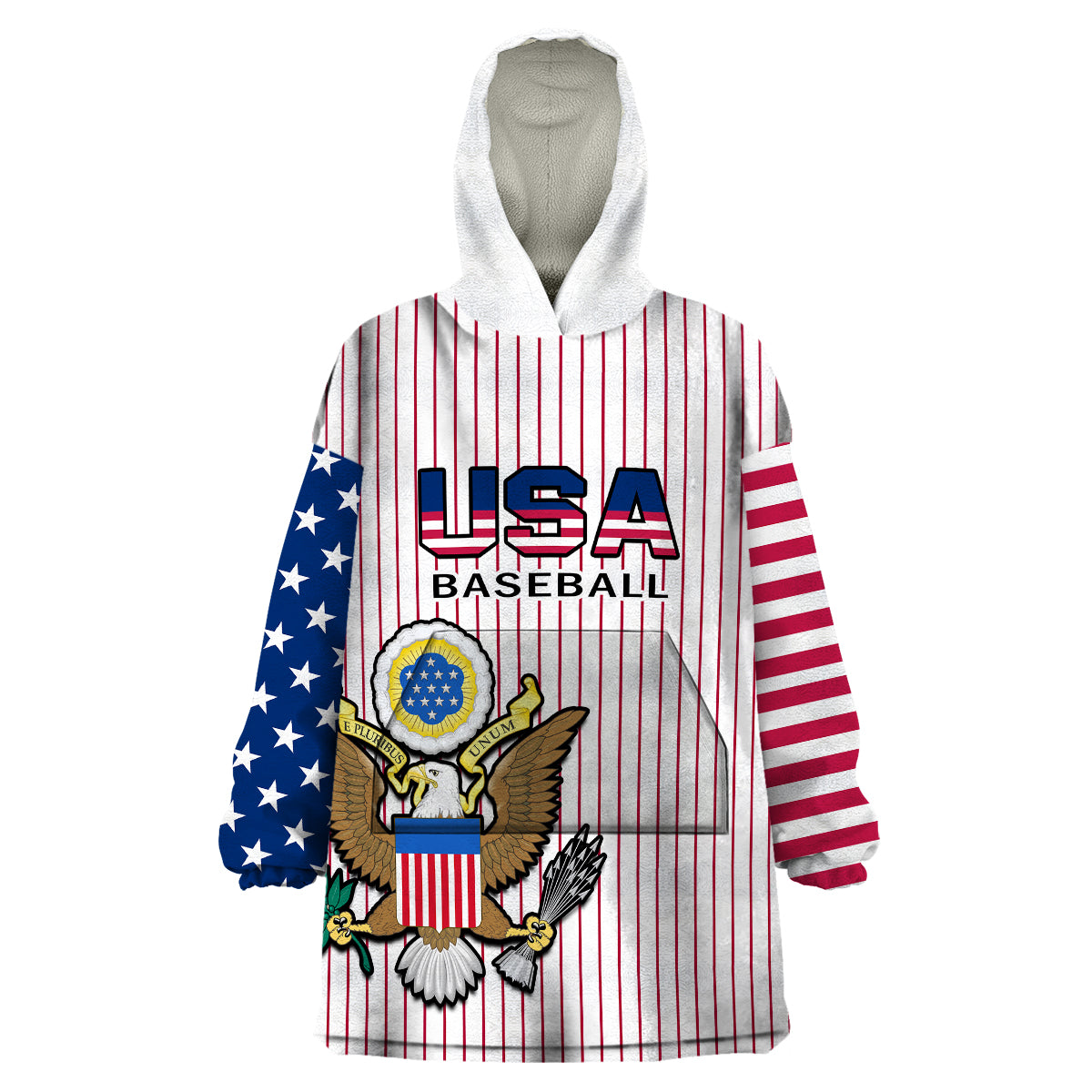 (Custom Text And Number) United States 2023 Baseball USA Coat Of Arms Wearable Blanket Hoodie - Wonder Print Shop