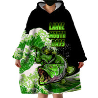 (Custom Personalised) Bass Fishing Green Wearable Blanket Hoodie - Wonder Print Shop