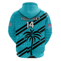 Custom Fiji Rugby Tapa Pattern Fijian 7s Cyan Hoodie - Wonder Print Shop