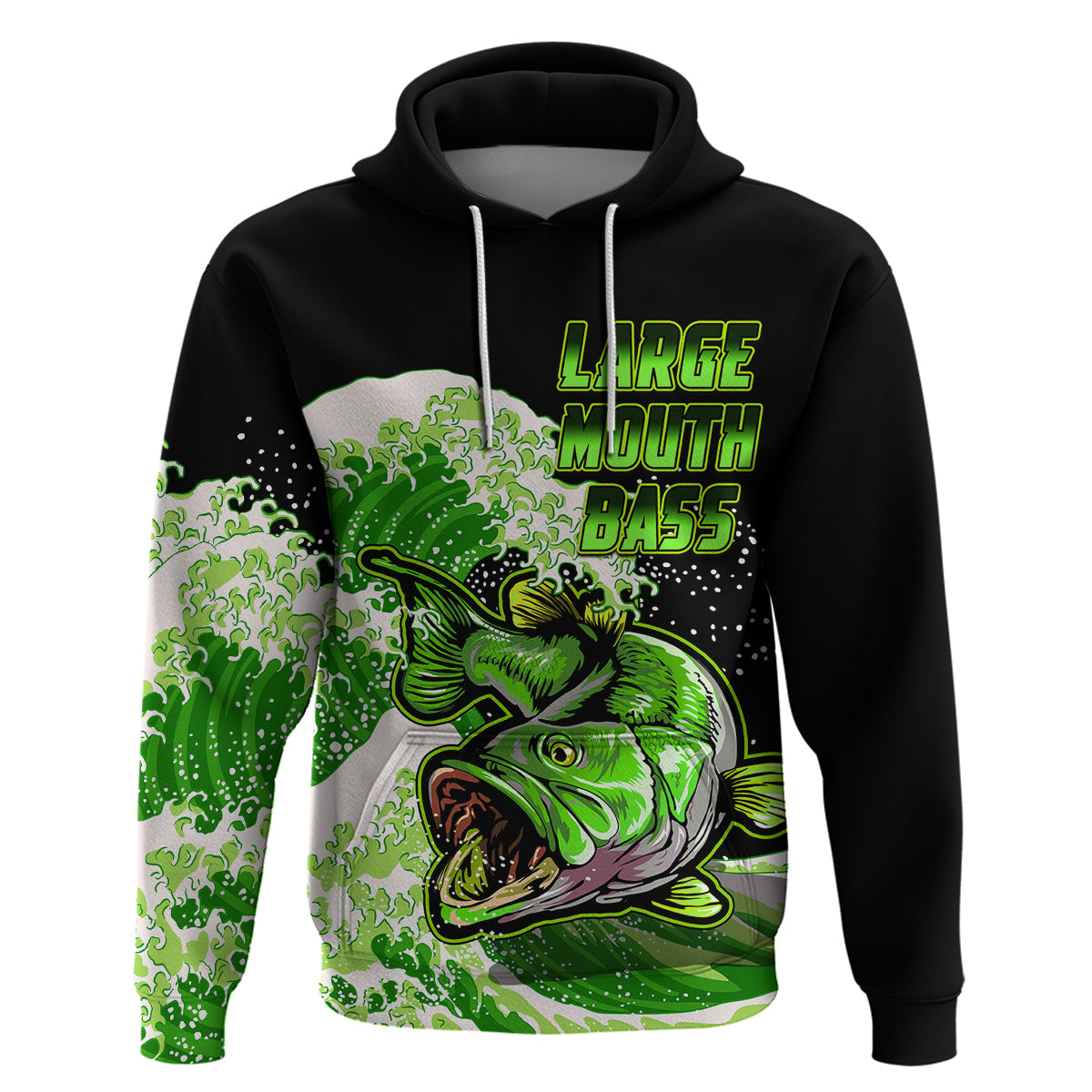 Custom Bass Fishing Hoodie Green - Wonder Print Shop