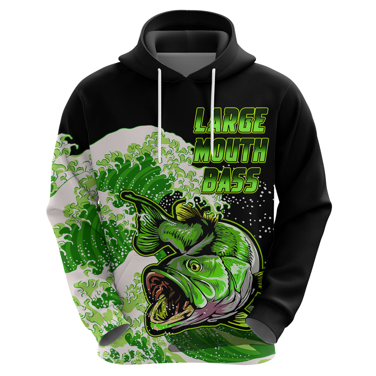 Custom Bass Fishing Hoodie Green - Wonder Print Shop