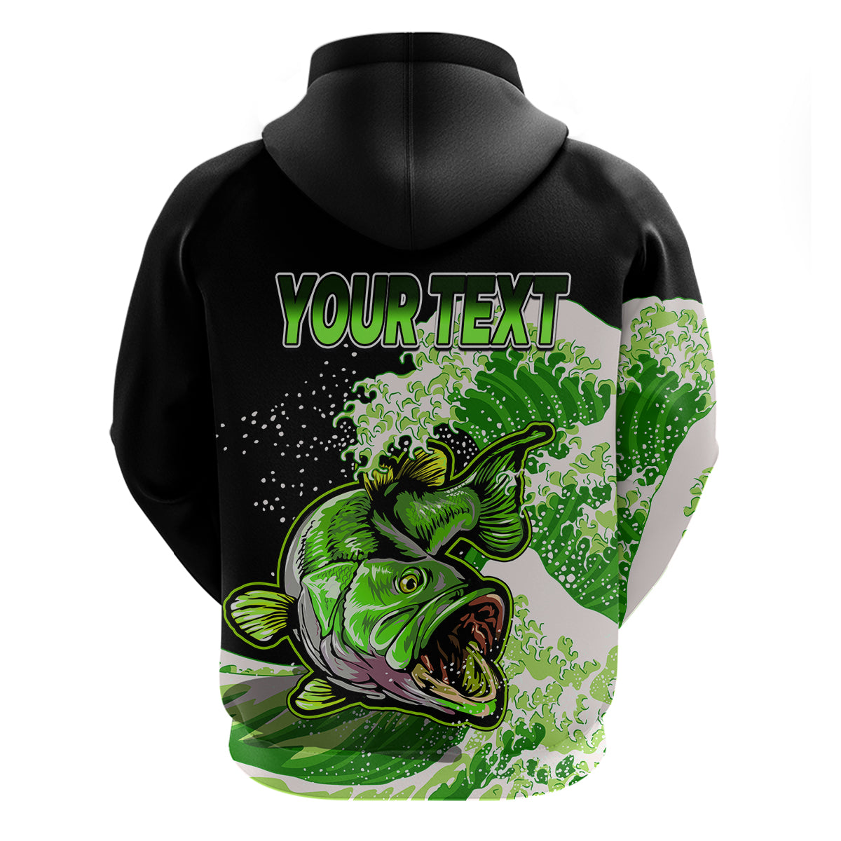 Custom Bass Fishing Hoodie Green - Wonder Print Shop