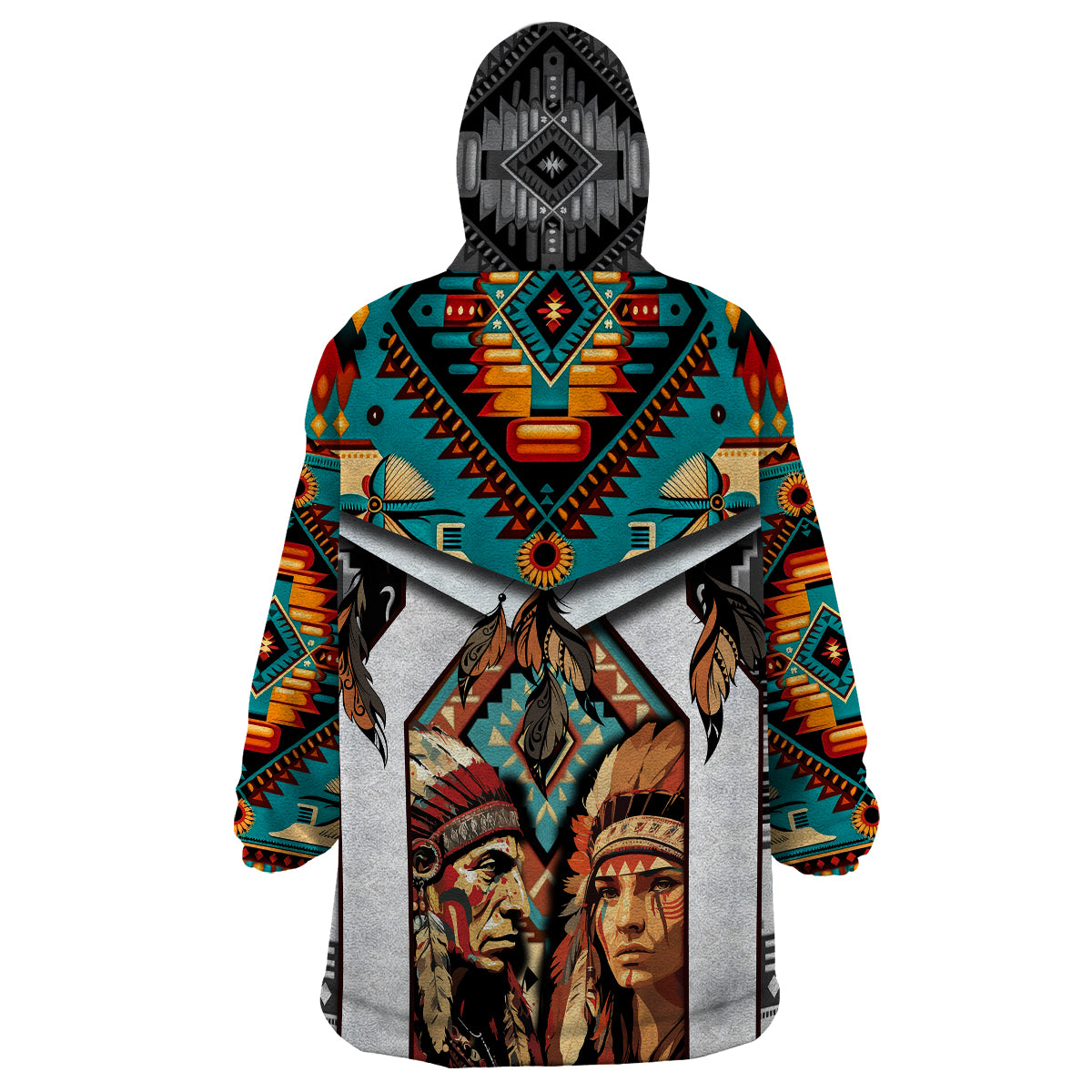 Native American Indian Indigenous Mix African Art Wearable Blanket Hoodie - Wonder Print Shop