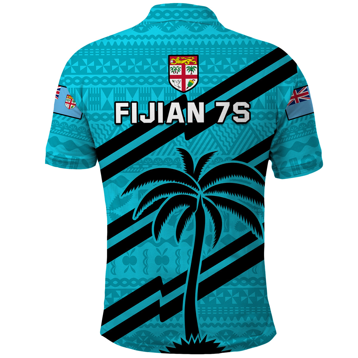 Fiji Rugby Tapa Pattern Fijian 7s Cyan Polo Shirt - Wonder Print Shop