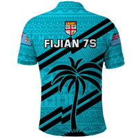 Fiji Rugby Tapa Pattern Fijian 7s Cyan Polo Shirt - Wonder Print Shop