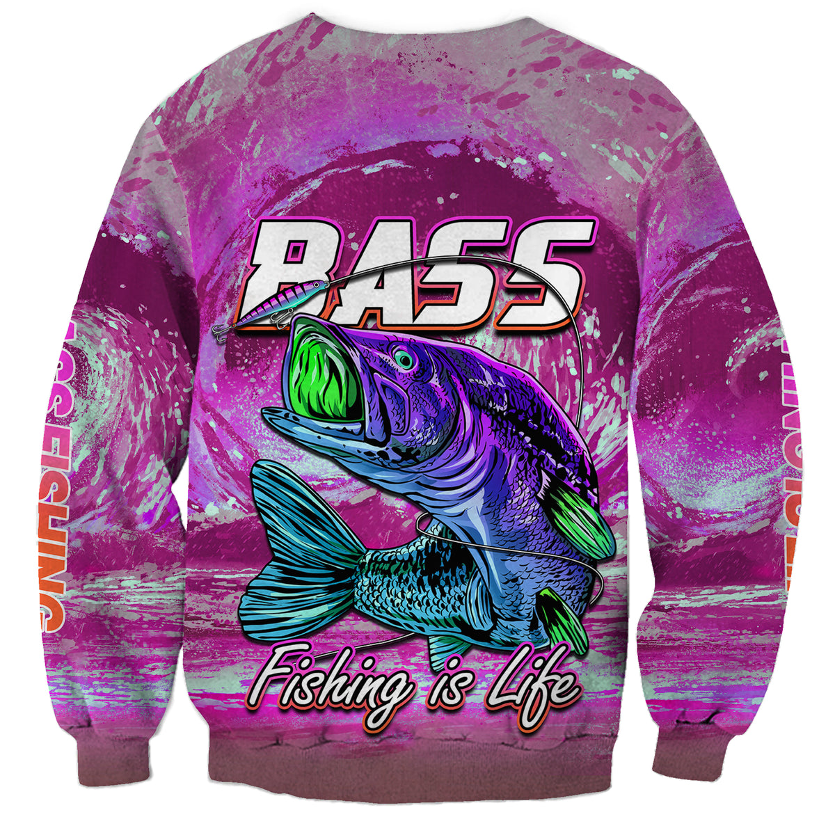 Bass Fishing is Life Hook Sport Largemouth Pink Sweatshirt - Wonder Print Shop