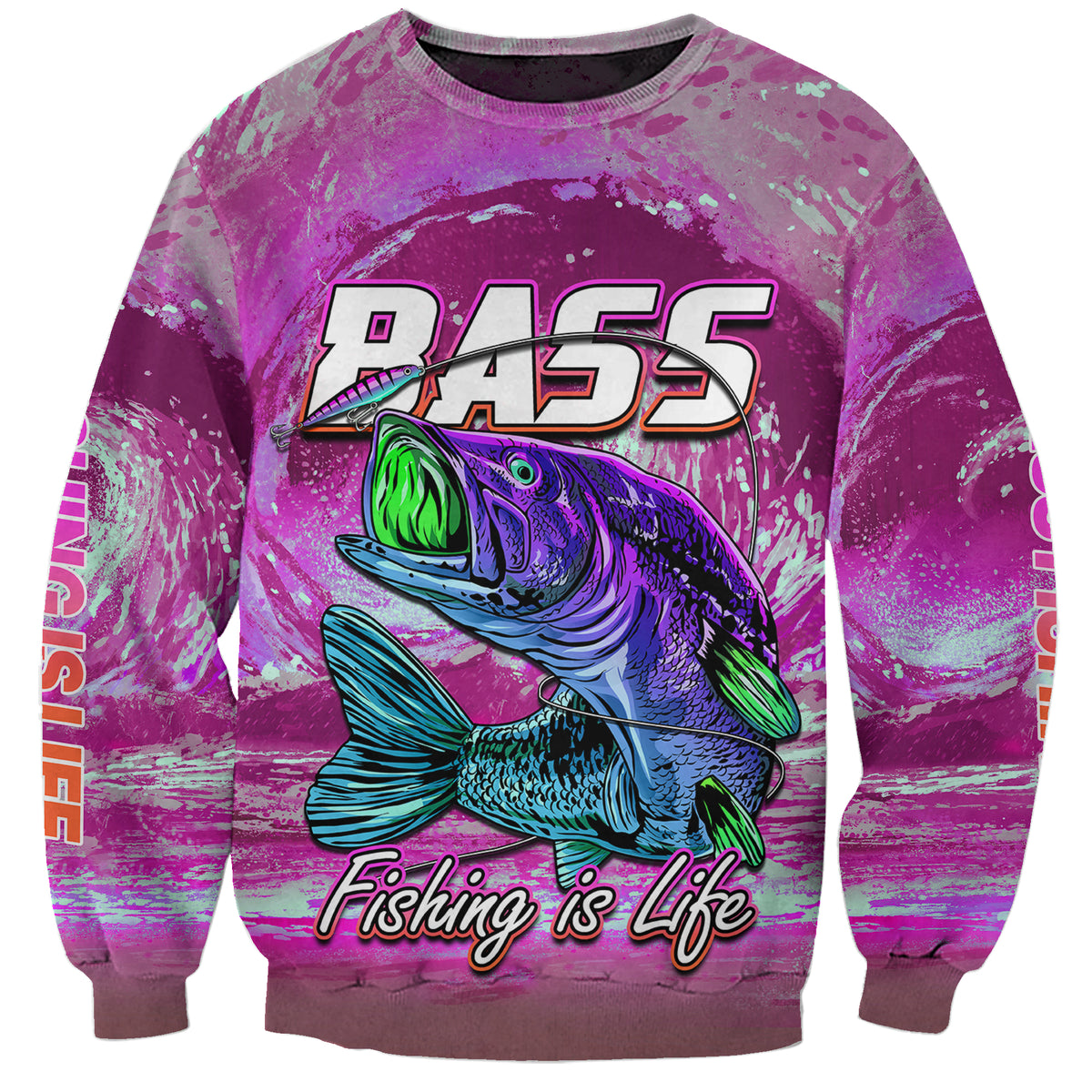 Bass Fishing is Life Hook Sport Largemouth Pink Sweatshirt - Wonder Print Shop