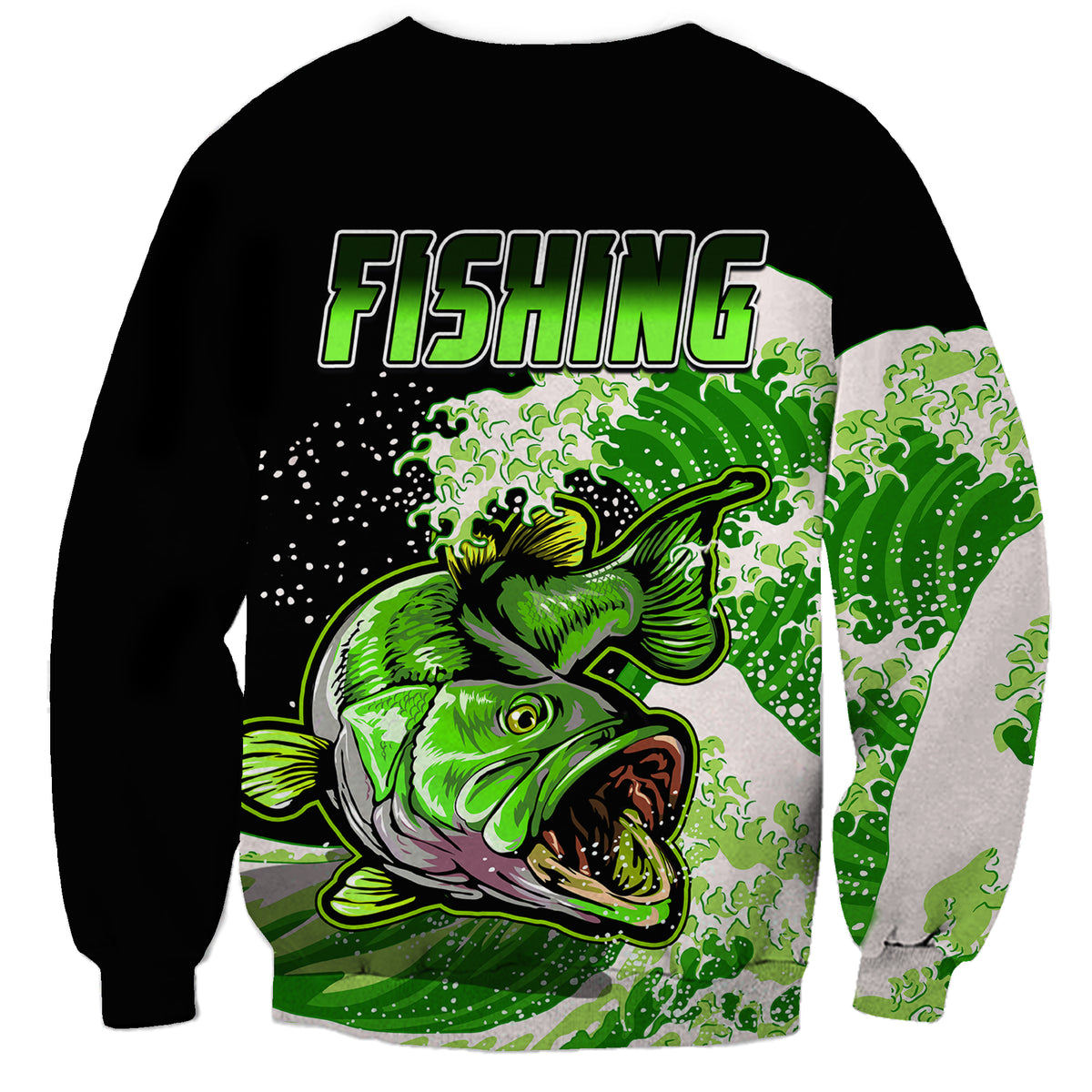 Largemouth Bass Fishing Green Sweatshirt - Wonder Print Shop