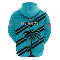 Fiji Rugby Tapa Pattern Fijian 7s Cyan Hoodie - Wonder Print Shop