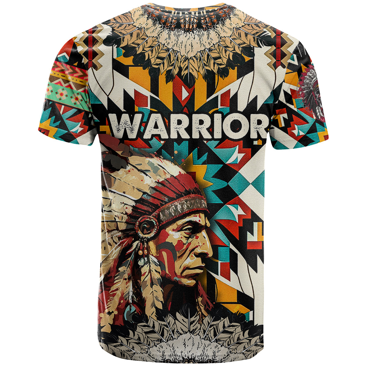 Native American Warrior Headdress with Skull Feather T Shirt - Wonder Print Shop