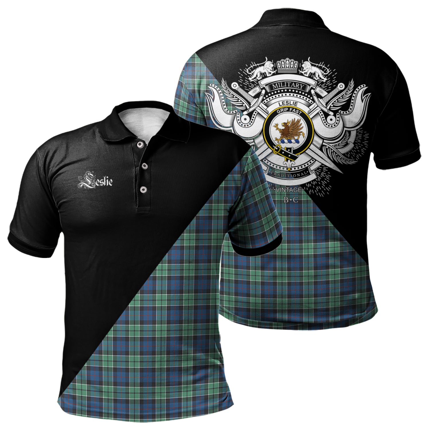scottish-leslie-hunting-ancient-clan-crest-military-logo-tartan-polo-shirt