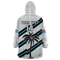 (Custom Text And Number) Fiji Rugby Tapa Pattern Fijian 7s White Wearable Blanket Hoodie - Wonder Print Shop