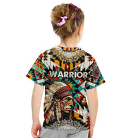 Native American Warrior Headdress with Skull Feather Kid T Shirt - Wonder Print Shop
