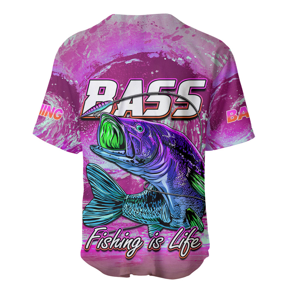 Bass Fishing is Life Hook Sport Largemouth Pink Baseball Jersey LT9 - Wonder Print Shop