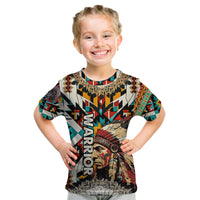 Native American Warrior Headdress with Skull Feather Kid T Shirt - Wonder Print Shop