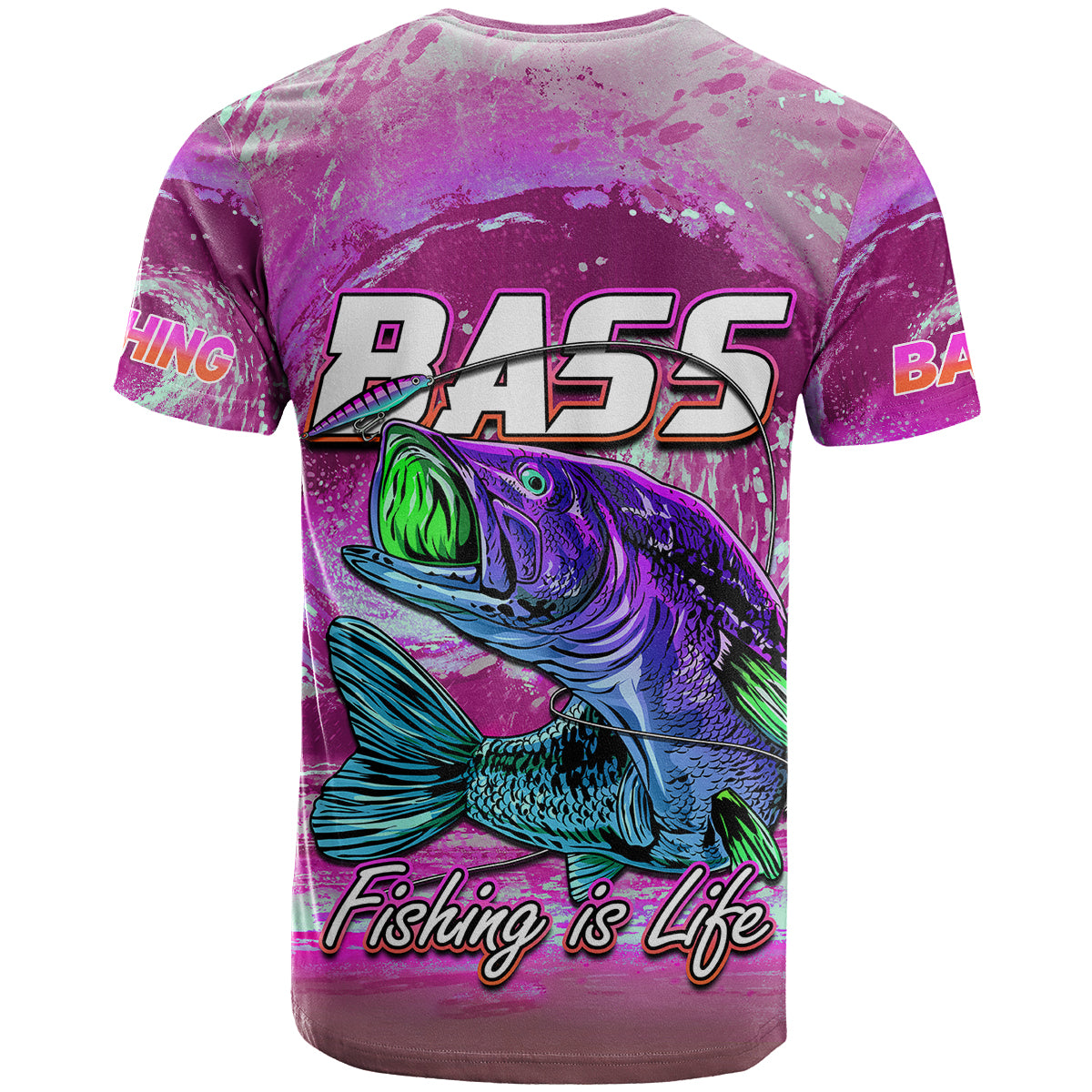 Fishing T Shirt Bass Fishing is Life Hook Sport Largemouth Pink - Wonder Print Shop
