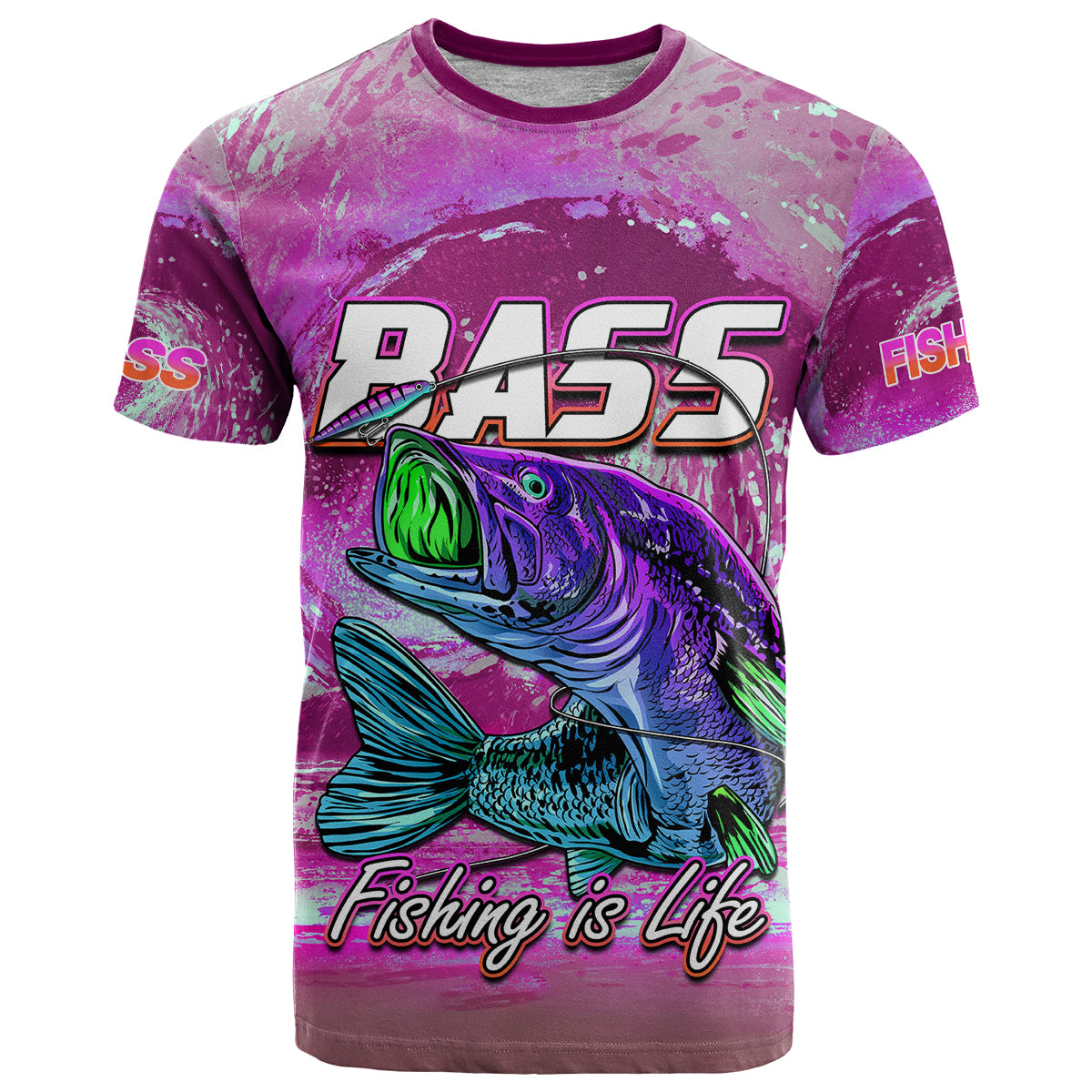 Fishing T Shirt Bass Fishing is Life Hook Sport Largemouth Pink - Wonder Print Shop