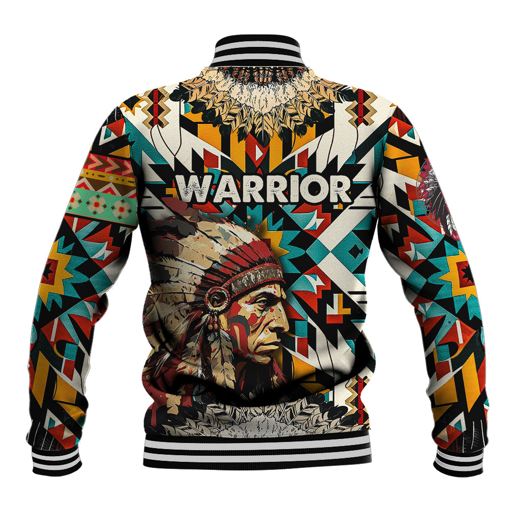 Native American Warrior Headdress with Skull Feather Baseball Jacket - Wonder Print Shop