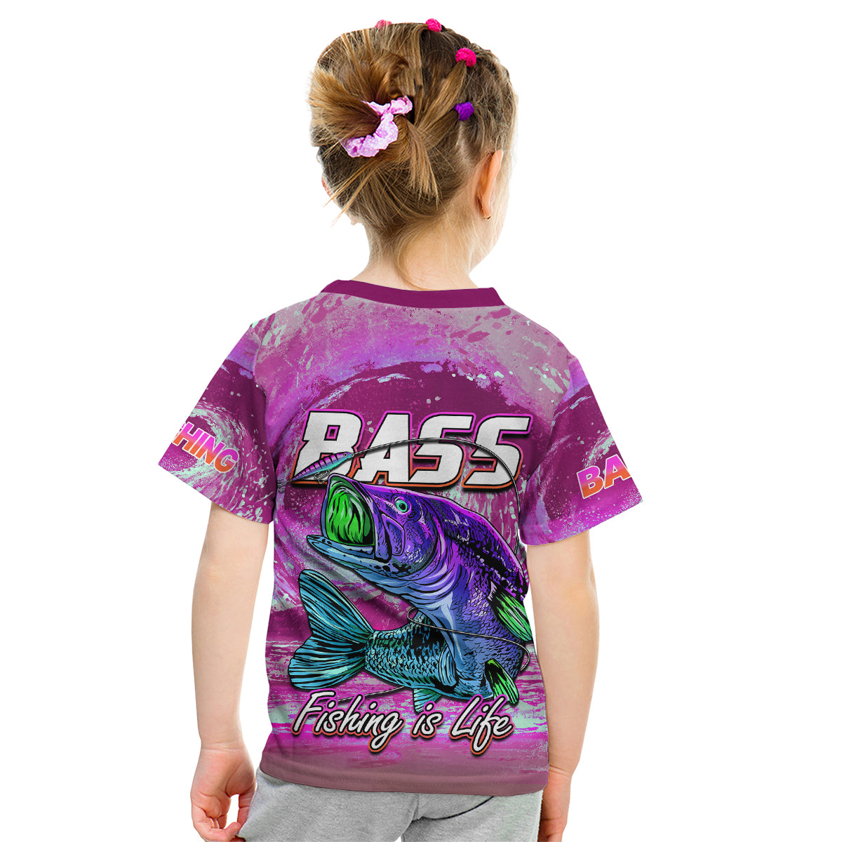 Bass Fishing is Life Hook Sport Largemouth Pink Kid T Shirt - Wonder Print Shop