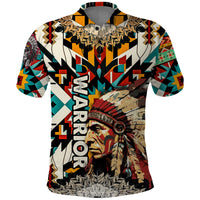 Native American Warrior Headdress with Skull Feather Polo Shirt - Wonder Print Shop