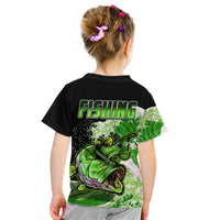 Largemouth Bass Fishing Green Kid T Shirt - Wonder Print Shop
