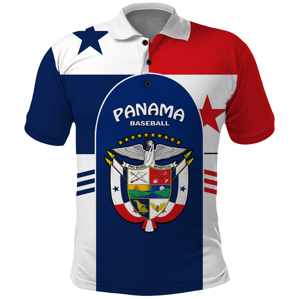 (Custom Text And Number) Panama 2023 Baseball Flag Sporty Version Polo Shirt - Wonder Print Shop