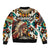 Native American Warrior Headdress with Skull Feather Sleeve Zip Bomber Jacket - Wonder Print Shop
