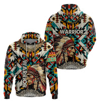 Native American Warrior Headdress with Skull Feather Hoodie - Wonder Print Shop