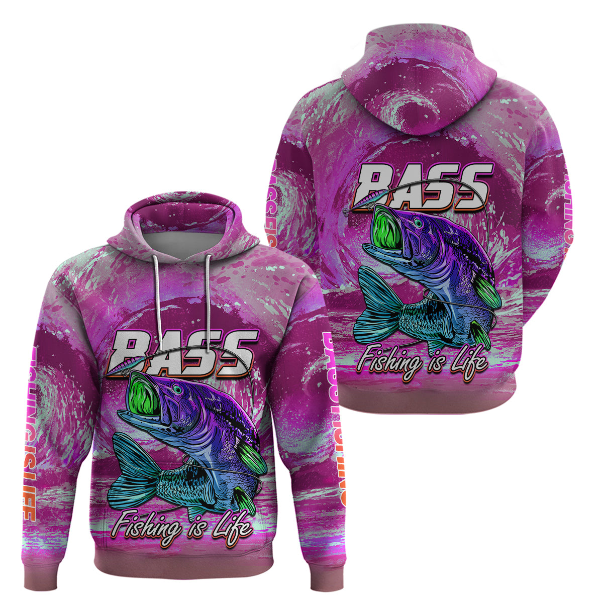 Bass Fishing is Life Hook Sport Largemouth Pink Hoodie - Wonder Print Shop