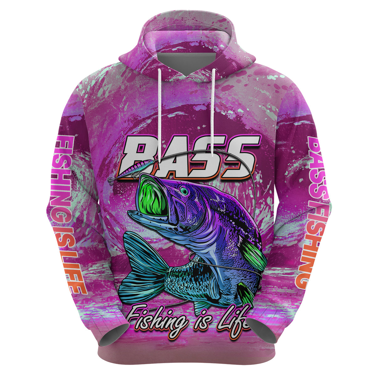 Bass Fishing is Life Hook Sport Largemouth Pink Hoodie - Wonder Print Shop