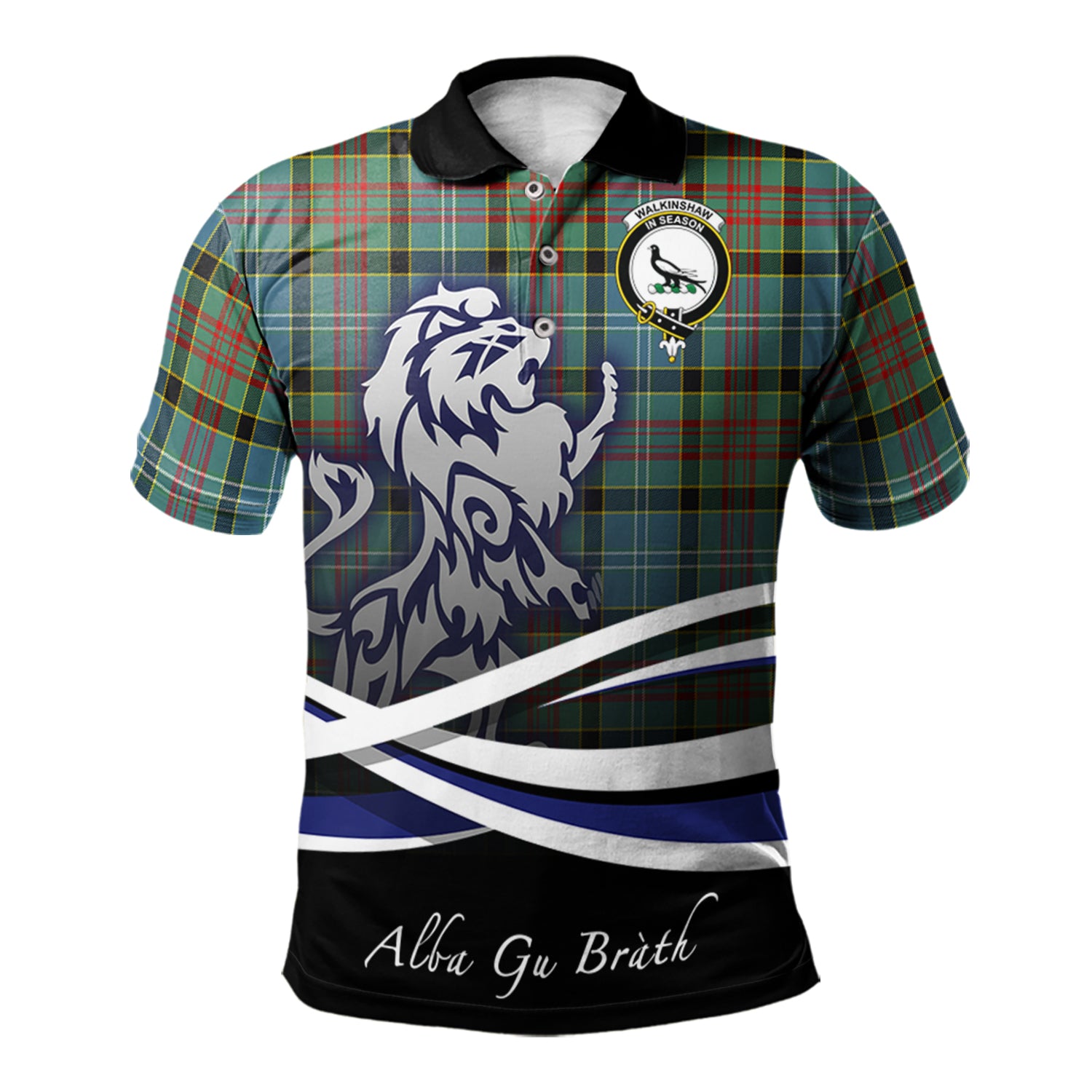 scottish-walkinshaw-clan-crest-scotland-lion-tartan-polo-shirt