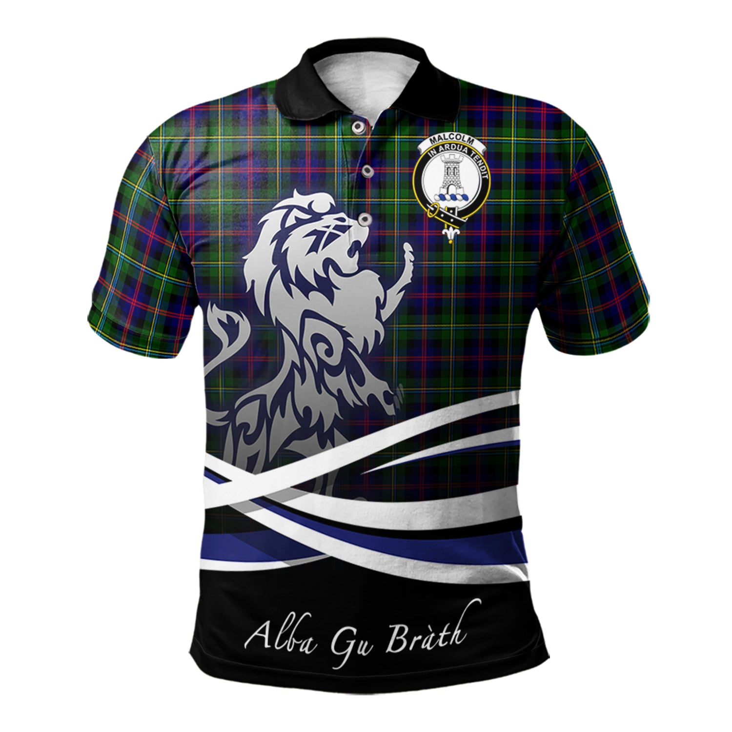 scottish-malcolm-clan-crest-scotland-lion-tartan-polo-shirt